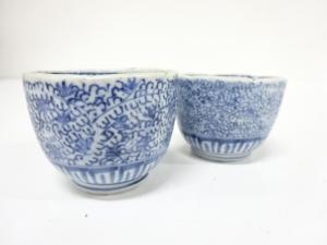 古伊万里　染付　みじん唐草　猪口　2客